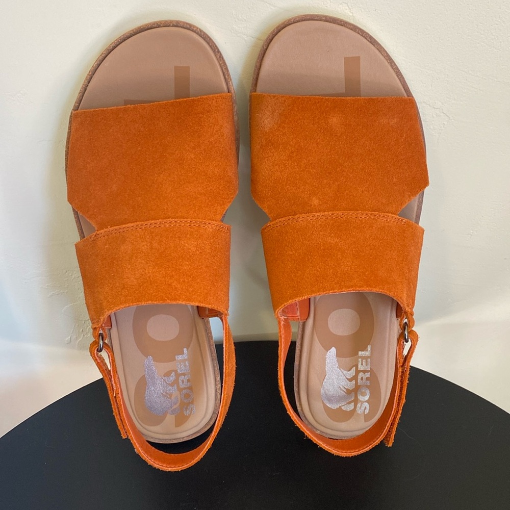 Sorel Orange Suede Sandals